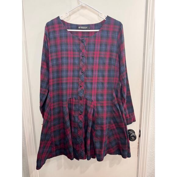 Allegra K Plaid Flannel Tunic Small - Picture 1 of 6